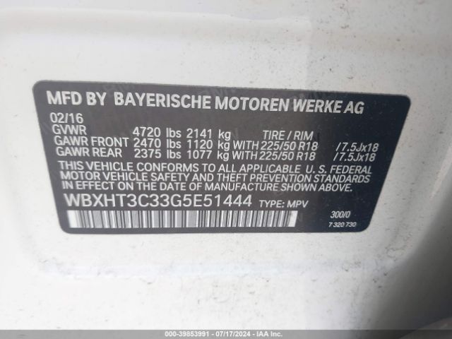 Photo 8 VIN: WBXHT3C33G5E51444 - BMW X1 