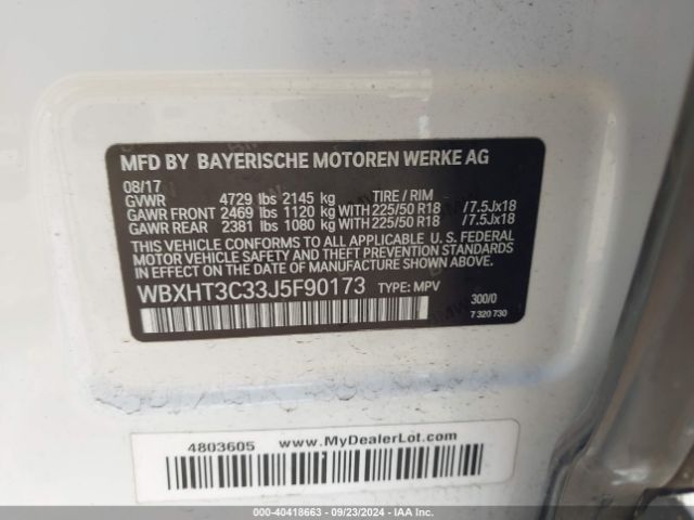 Photo 8 VIN: WBXHT3C33J5F90173 - BMW X1 