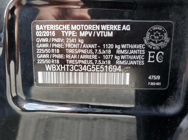 Photo 9 VIN: WBXHT3C34G5E51694 - BMW X1 XDRIVE2 