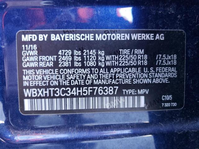 Photo 12 VIN: WBXHT3C34H5F76387 - BMW X1 XDRIVE2 