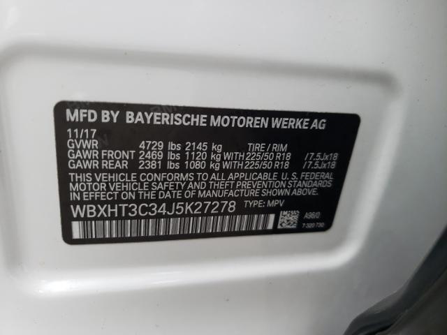 Photo 9 VIN: WBXHT3C34J5K27278 - BMW X1 XDRIVE2 