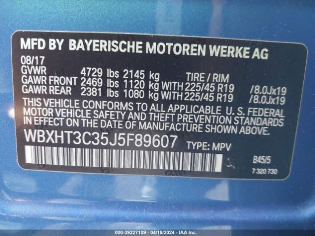 Photo 8 VIN: WBXHT3C35J5F89607 - BMW X1 