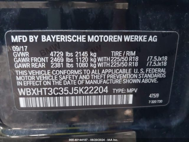 Photo 8 VIN: WBXHT3C35J5K22204 - BMW X1 