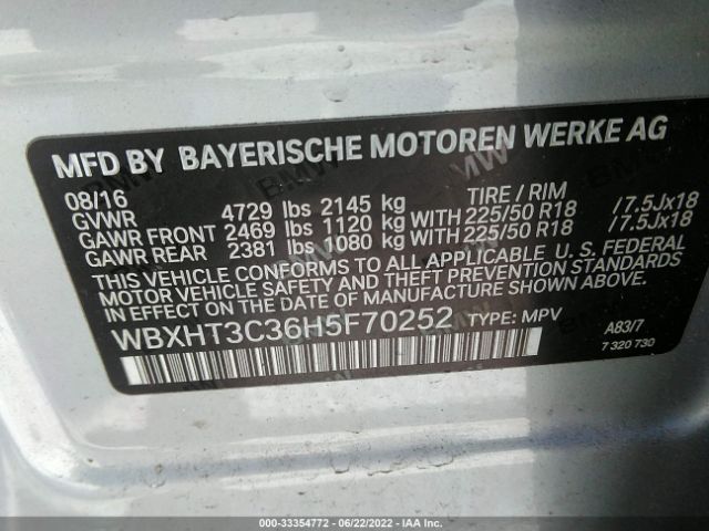 Photo 8 VIN: WBXHT3C36H5F70252 - BMW X1 