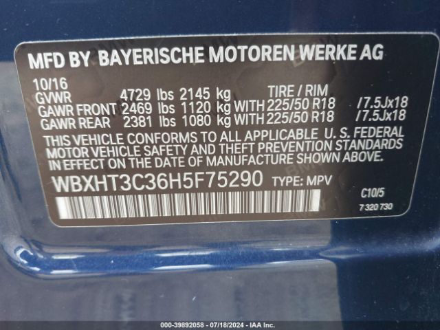 Photo 8 VIN: WBXHT3C36H5F75290 - BMW X1 