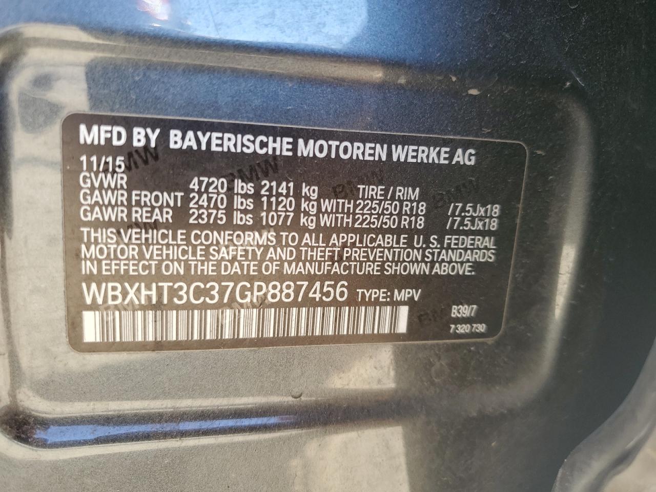 Photo 11 VIN: WBXHT3C37GP887456 - BMW X1 