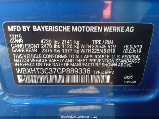 Photo 8 VIN: WBXHT3C37GP889336 - BMW X1 