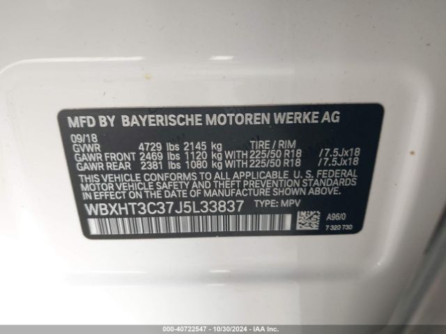 Photo 8 VIN: WBXHT3C37J5L33837 - BMW X1 