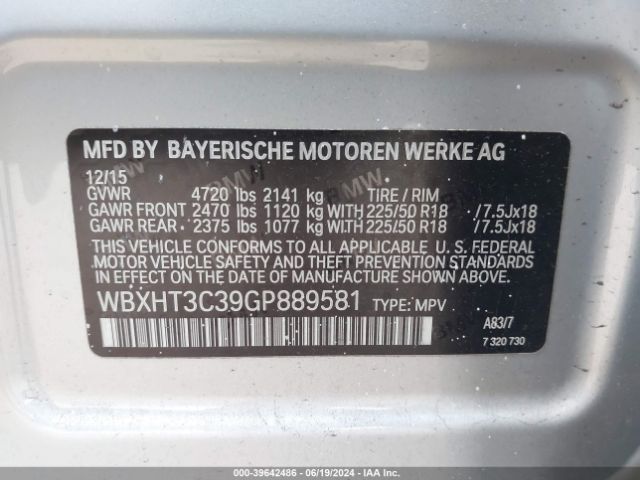 Photo 8 VIN: WBXHT3C39GP889581 - BMW X1 