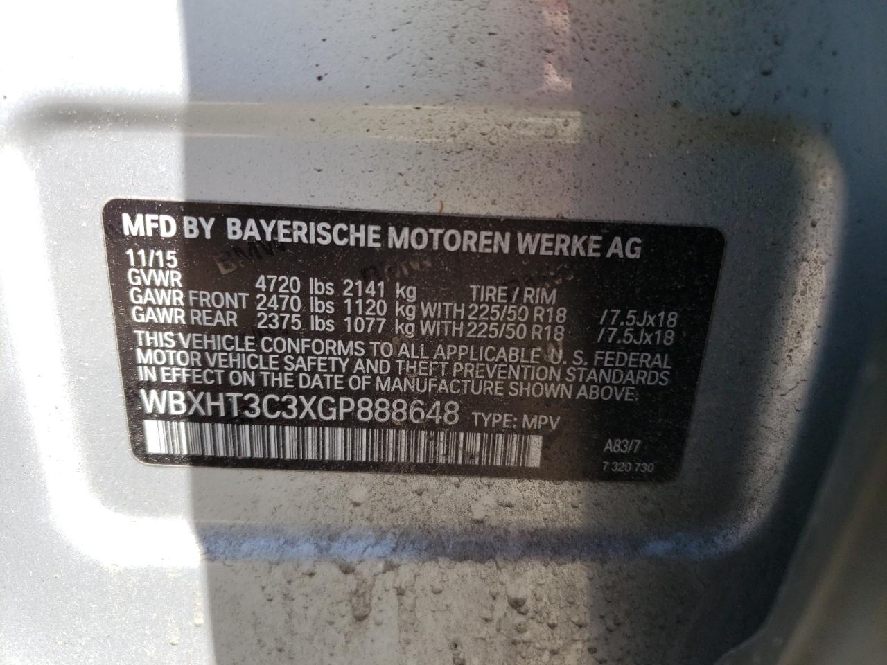 Photo 11 VIN: WBXHT3C3XGP888648 - BMW X1 XDRIVE2 