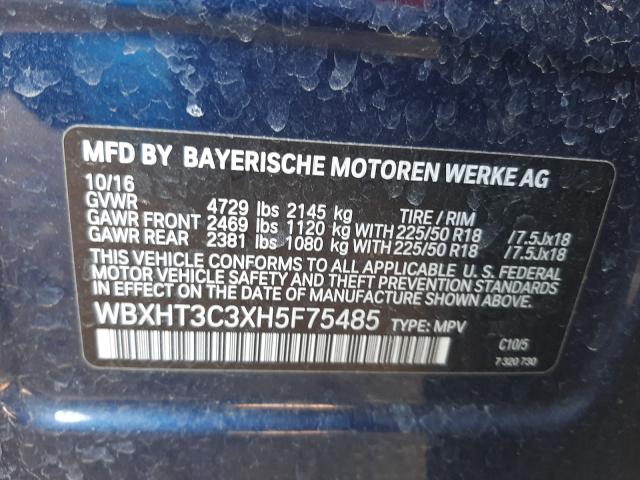 Photo 9 VIN: WBXHT3C3XH5F75485 - BMW X1 XDRIVE2 