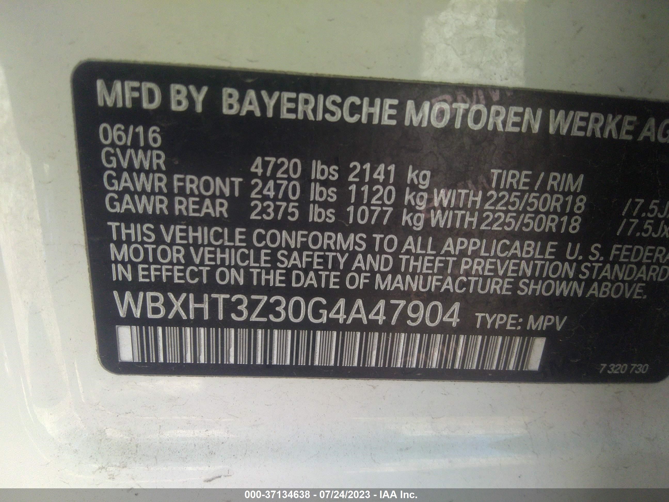 Photo 8 VIN: WBXHT3Z30G4A47904 - BMW X1 