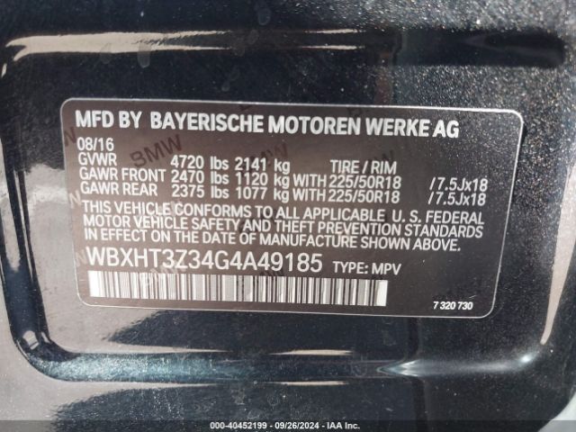 Photo 8 VIN: WBXHT3Z34G4A49185 - BMW X1 