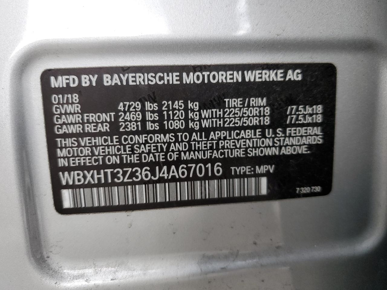 Photo 12 VIN: WBXHT3Z36J4A67016 - BMW X1 XDRIVE2 