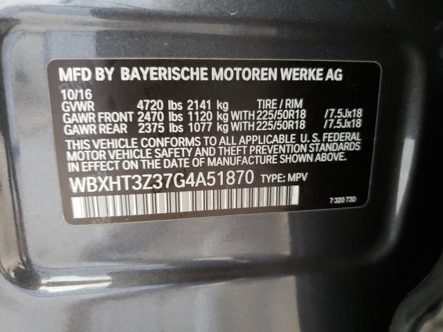 Photo 9 VIN: WBXHT3Z37G4A51870 - BMW X1 XDRIVE2 