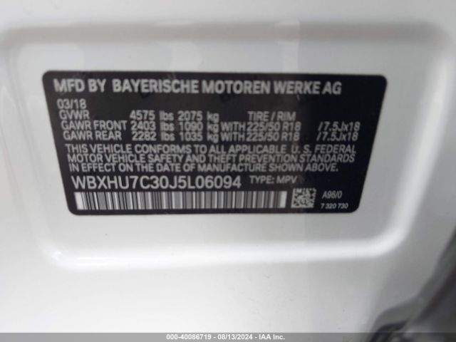 Photo 8 VIN: WBXHU7C30J5L06094 - BMW X1 