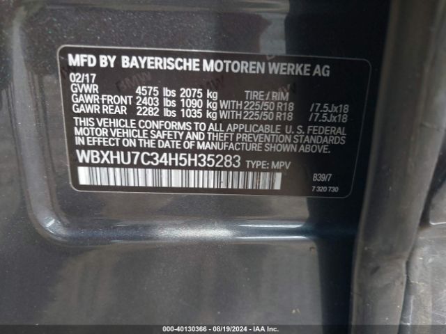 Photo 8 VIN: WBXHU7C34H5H35283 - BMW X1 