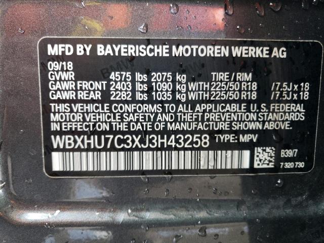 Photo 12 VIN: WBXHU7C3XJ3H43258 - BMW X1 SDRIVE2 