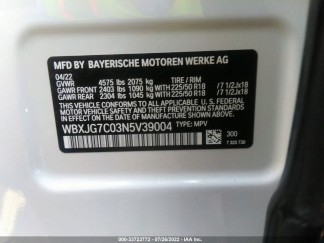 Photo 8 VIN: WBXJG7C03N5V39004 - BMW X1 