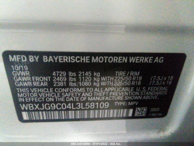 Photo 8 VIN: WBXJG9C04L3L58109 - BMW X1 