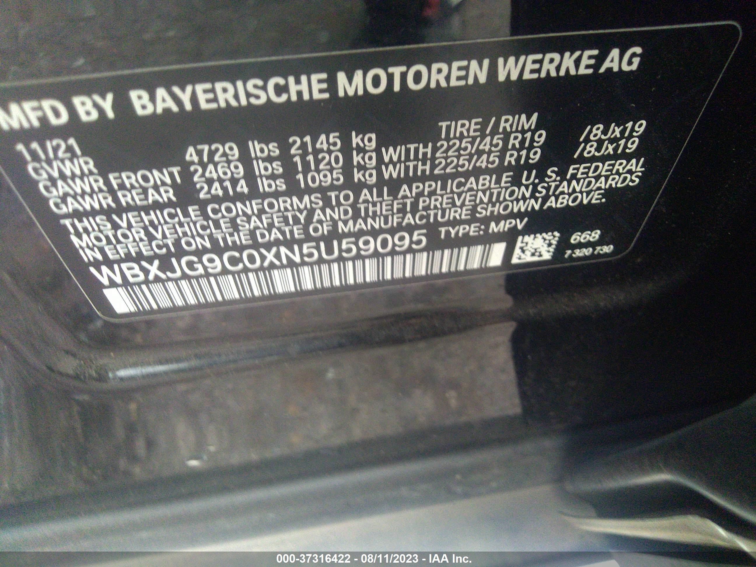 Photo 8 VIN: WBXJG9C0XN5U59095 - BMW X1 