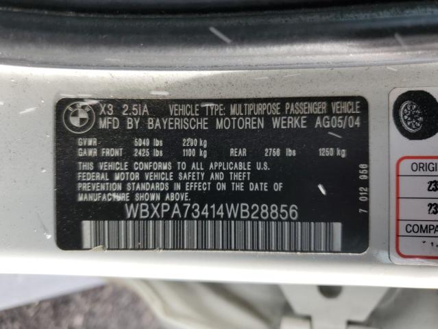 Photo 12 VIN: WBXPA73414WB28856 - BMW X3 2.5I 