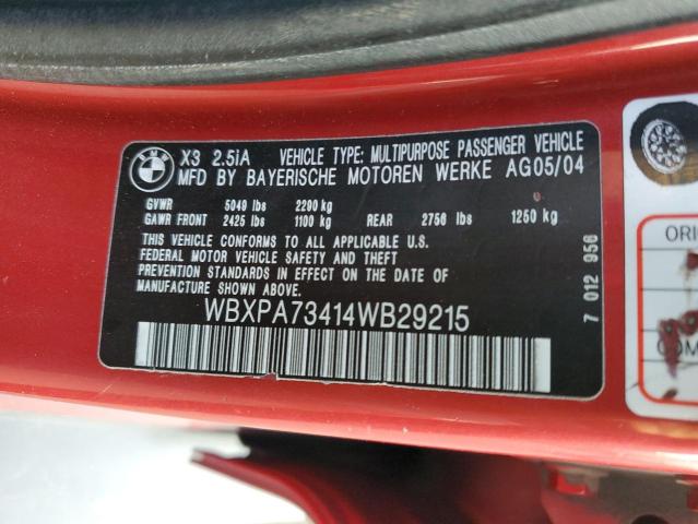 Photo 12 VIN: WBXPA73414WB29215 - BMW X3 2.5I 