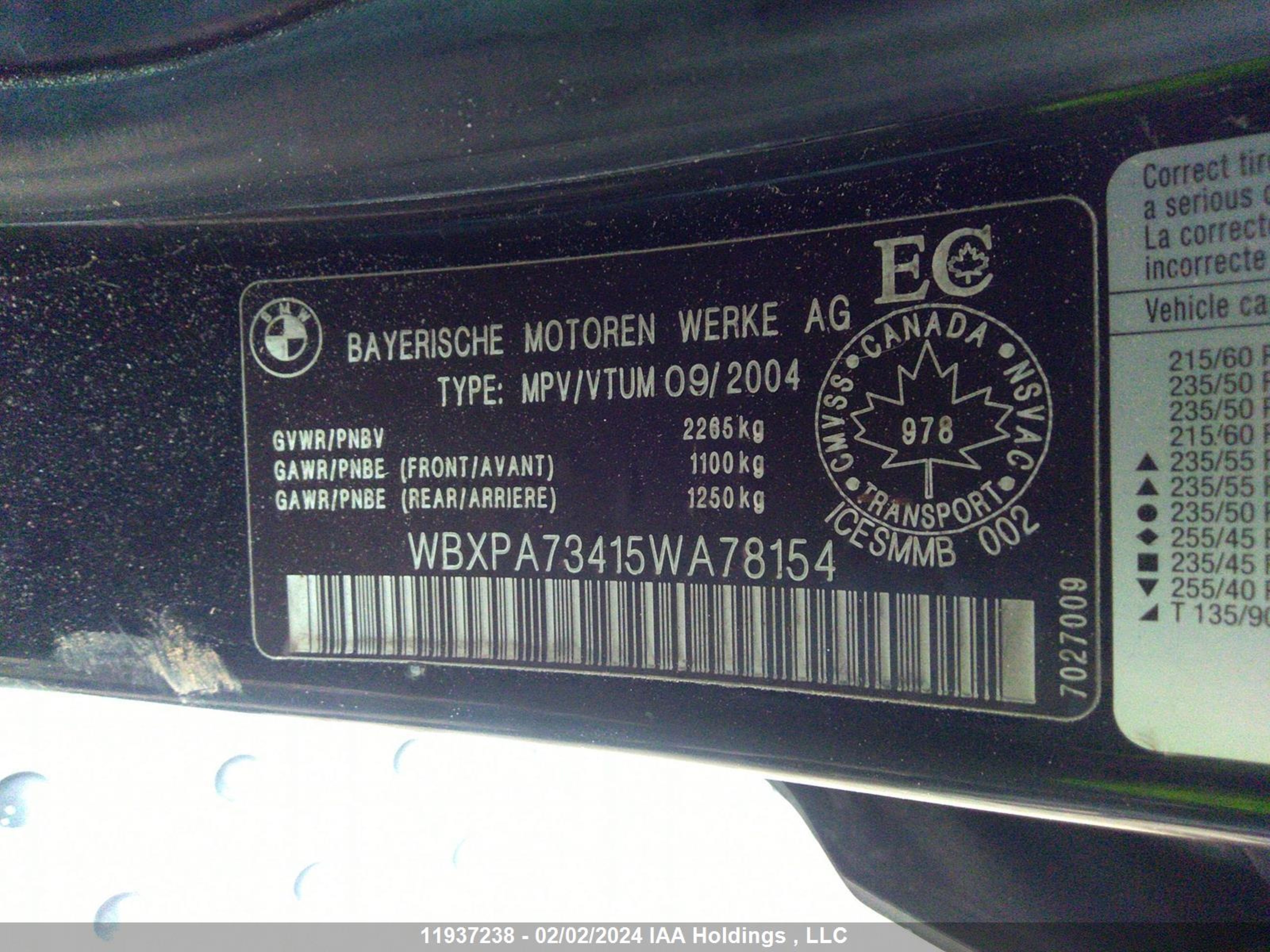 Photo 8 VIN: WBXPA73415WA78154 - BMW X3 