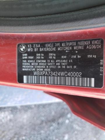 Photo 9 VIN: WBXPA73424WC40002 - BMW X3 2.5I 