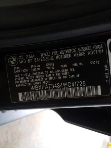 Photo 9 VIN: WBXPA73434WC41725 - BMW X3 2.5I 