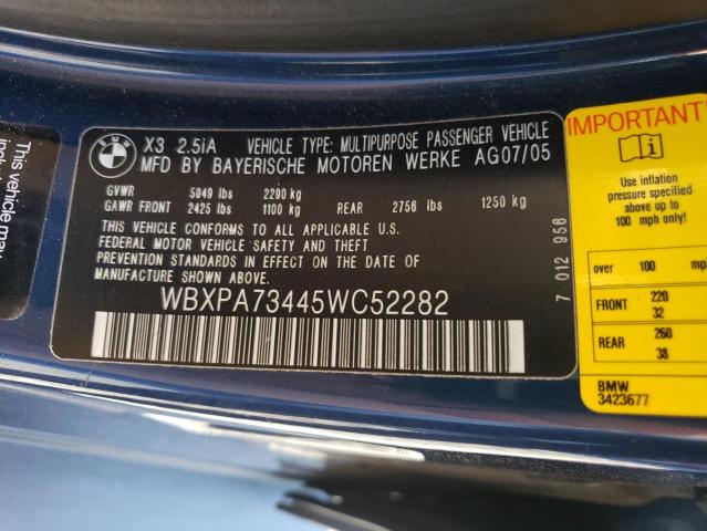 Photo 13 VIN: WBXPA73445WC52282 - BMW X3 2.5I 