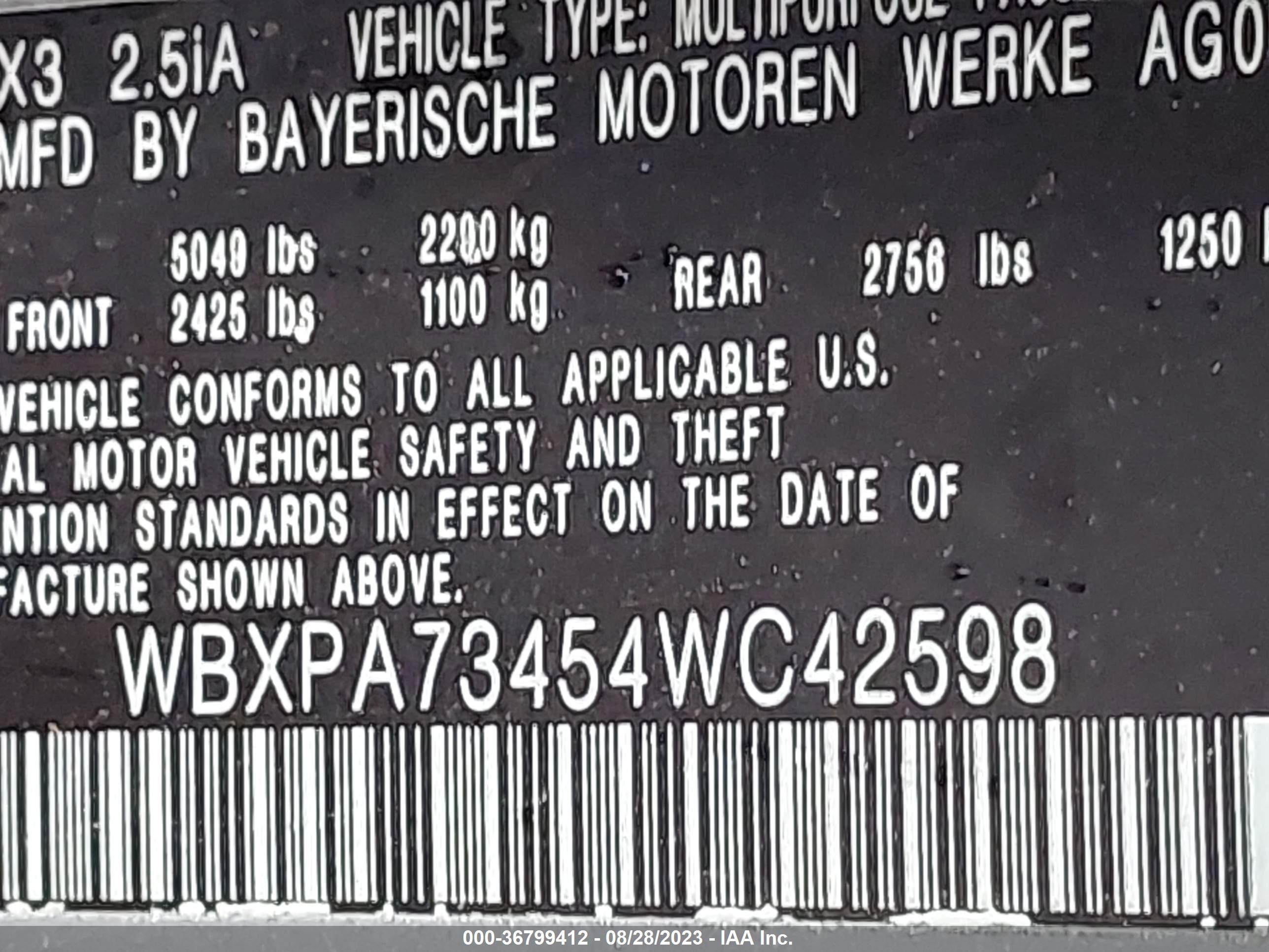 Photo 8 VIN: WBXPA73454WC42598 - BMW X3 