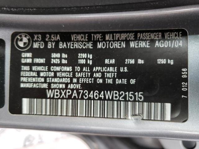 Photo 9 VIN: WBXPA73464WB21515 - BMW X3 2.5I 