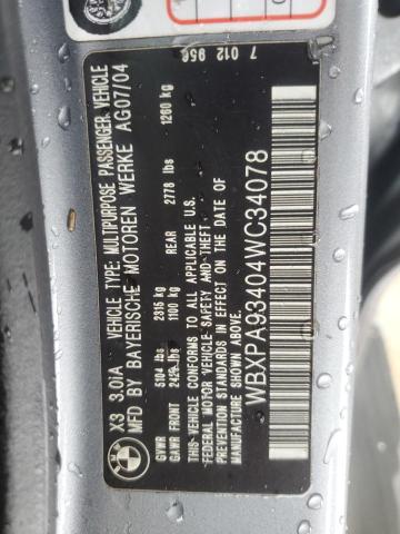 Photo 11 VIN: WBXPA93404WC34078 - BMW X3 