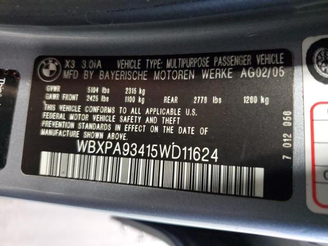 Photo 12 VIN: WBXPA93415WD11624 - BMW X3 3.0I 