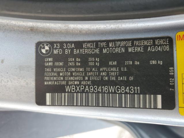 Photo 13 VIN: WBXPA93416WG84311 - BMW X3 3.0I 