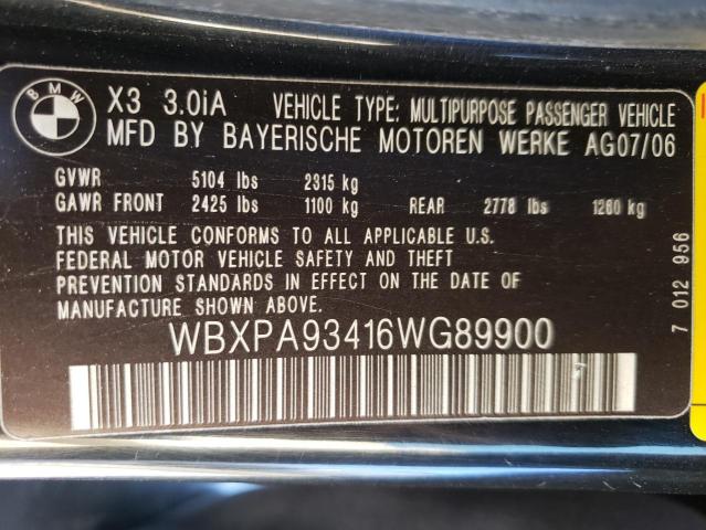 Photo 12 VIN: WBXPA93416WG89900 - BMW X3 3.0I 