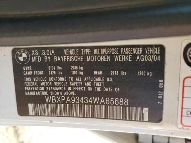 Photo 12 VIN: WBXPA93434WA65688 - BMW X3 3.0I 