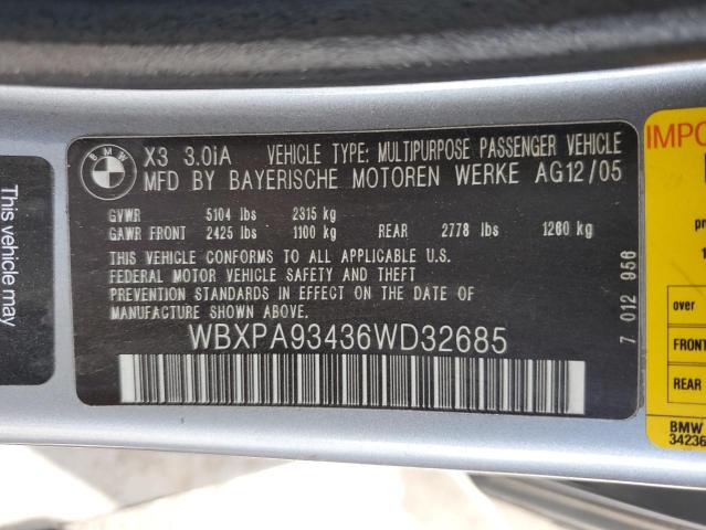 Photo 13 VIN: WBXPA93436WD32685 - BMW X3 3.0I 