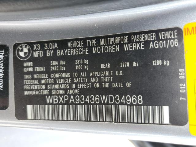 Photo 12 VIN: WBXPA93436WD34968 - BMW X3 3.0I 