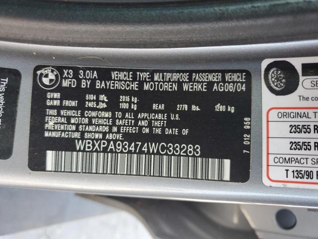 Photo 12 VIN: WBXPA93474WC33283 - BMW X3 3.0I 