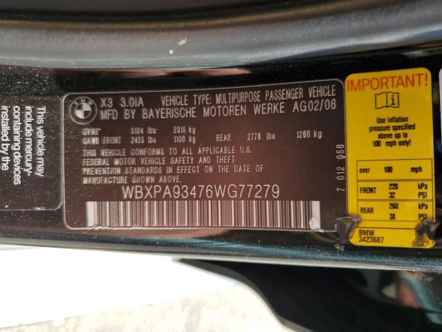 Photo 12 VIN: WBXPA93476WG77279 - BMW X3 3.0I 