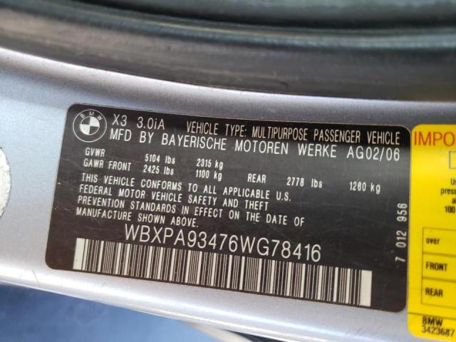 Photo 9 VIN: WBXPA93476WG78416 - BMW X3 3.0I 