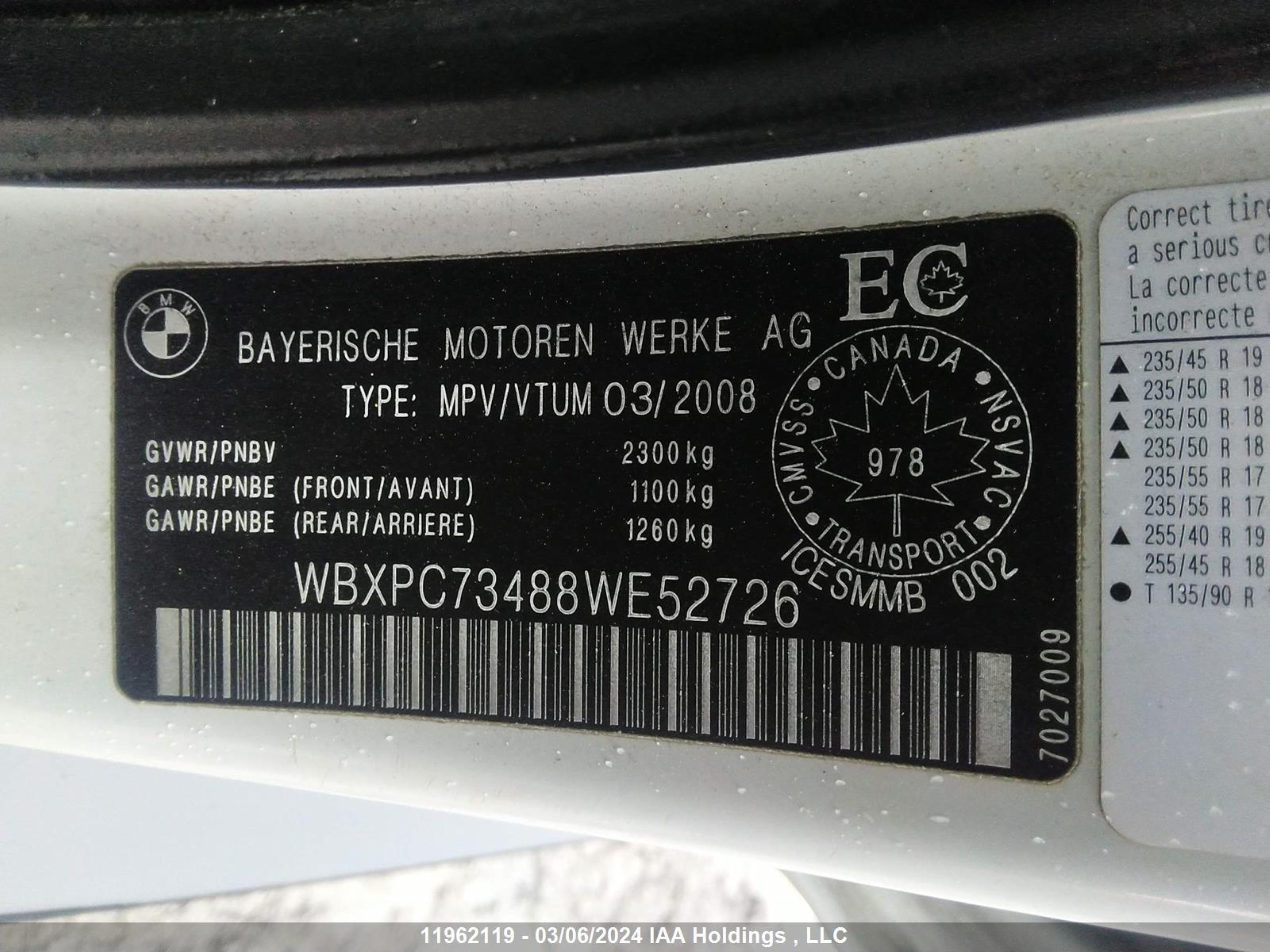 Photo 8 VIN: WBXPC73488WE52726 - BMW X3 