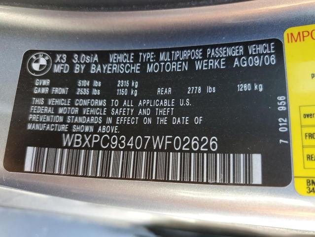 Photo 12 VIN: WBXPC93407WF02626 - BMW X3 3.0SI 