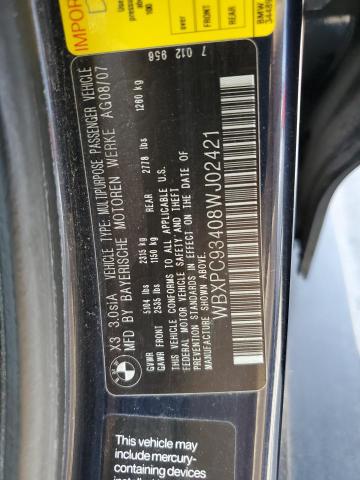 Photo 12 VIN: WBXPC93408WJ02421 - BMW X3 