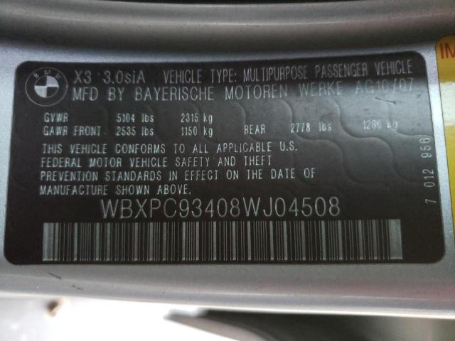 Photo 9 VIN: WBXPC93408WJ04508 - BMW X3 3.0SI 