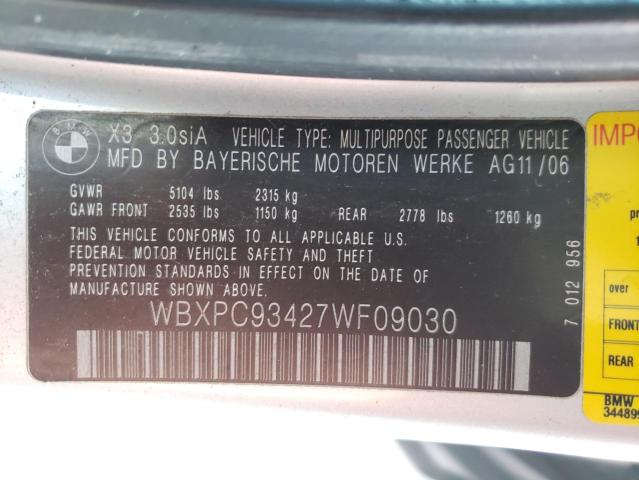 Photo 9 VIN: WBXPC93427WF09030 - BMW X3 3.0SI 