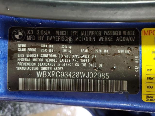 Photo 11 VIN: WBXPC93428WJ02985 - BMW X3 