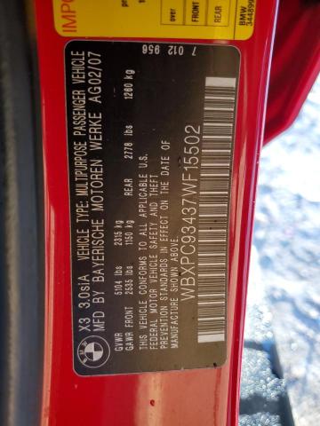 Photo 12 VIN: WBXPC93437WF15502 - BMW X3 3.0SI 